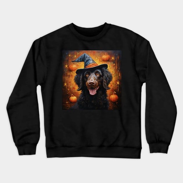 Halloween Curly Coated Retriever Crewneck Sweatshirt by NatashaCuteShop